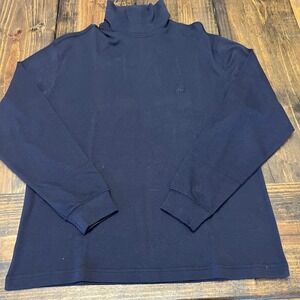Brooks Sport Navy Blue Cotton Long Sleeve Turtleneck Men's Size M, soft